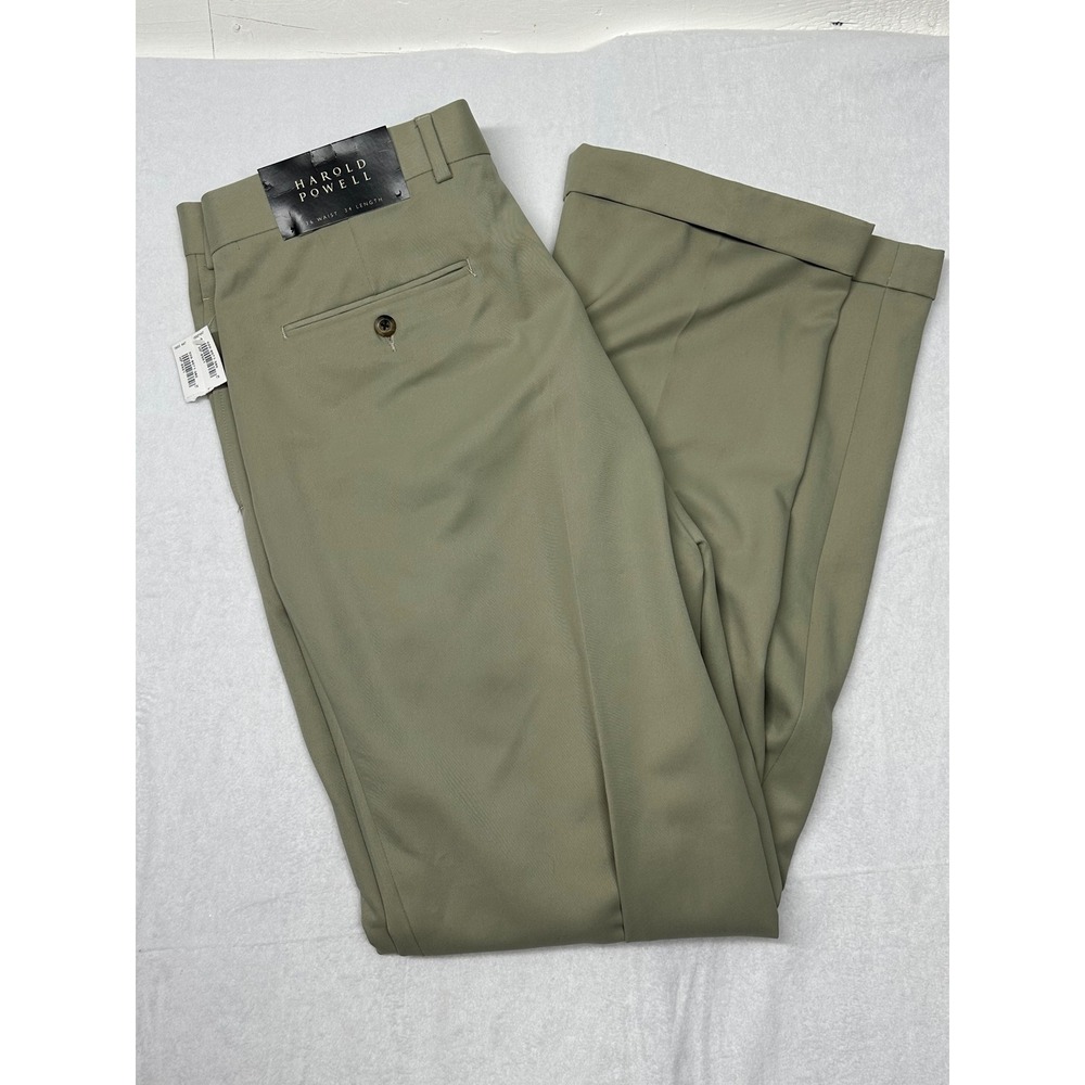 Harold Powell Mens Dress Pants 36x34‎ Pleated Front Khaki Trousers New With Tags